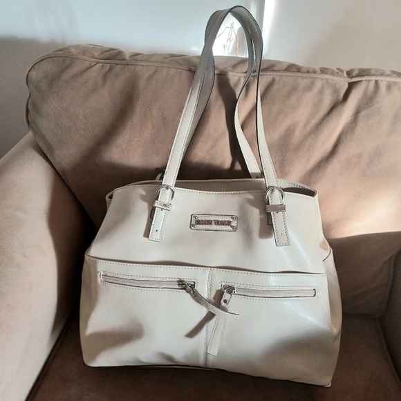 Ellen Tracy Tote Vegan Cream Office Work bag - Picture 1 of 11
